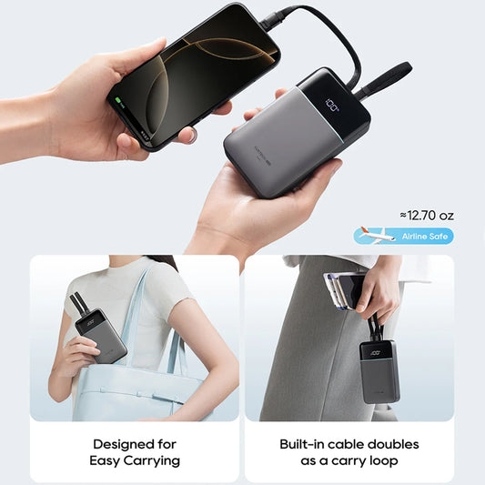 Cuktech LPB200NL ulkoinen akku, 20000mAh, 40W, QC + PD, 1 x Lightning - 1 x USB-A - 2 x USB-C, Harmaa CKB200NLGLGY
