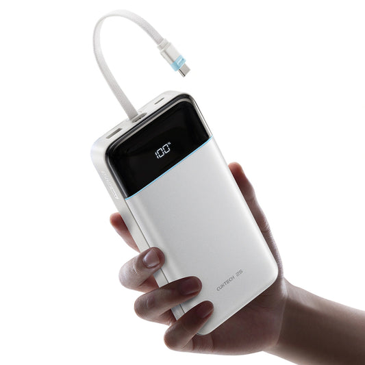 Cuktech LPB252N -varavirtalähde, 25 000 mAh, 120 W, QC + PD, 1 x USB-A – 2 x USB-C, valkoinen
