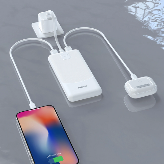 Ulkoinen akku Dudao K10Pro, 20000mAh, 12W, 2 x USB-A, Valkoinen