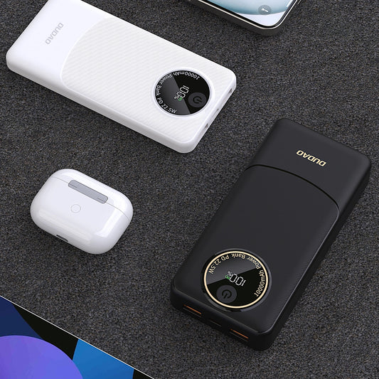 Ulkoinen akku Dudao K12, 10000mAh, 22.5W, QC + PD, 1 x USB-C - 2 x USB-A, Musta