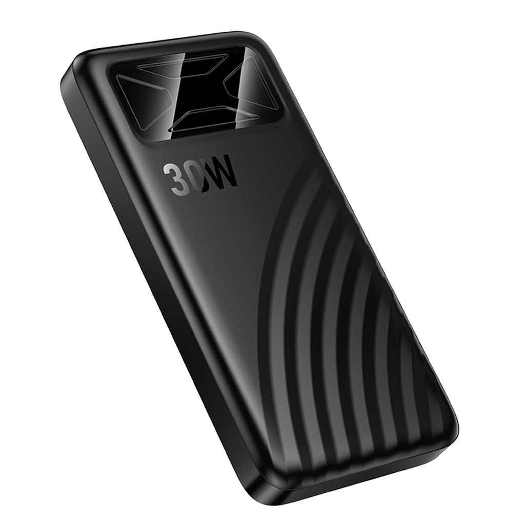 HOCO Q42 -varavirtalähde, 10000 mAh, 30 W, QC + PD, 1 x USB-A - 1 x USB-C, musta