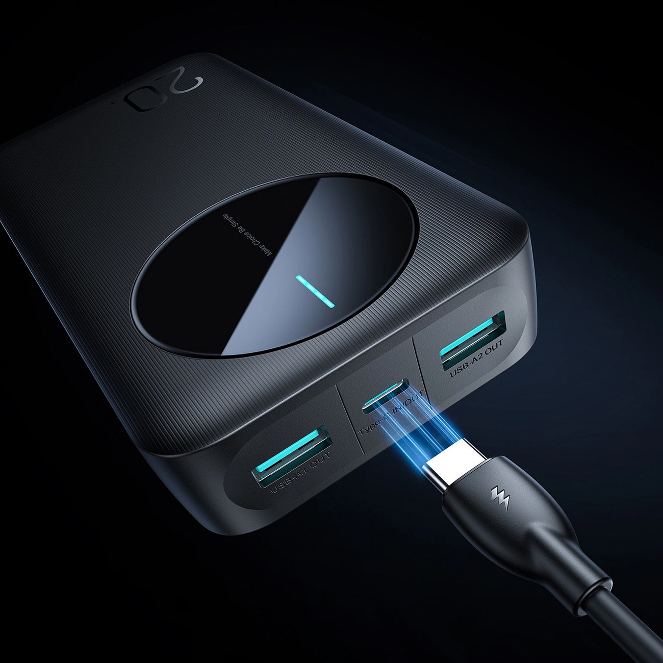 Ulkoinen akku Joyroom JR-PBF14, 20000mAh, 12W, 1 x USB-C - 2 x USB-A, Musta