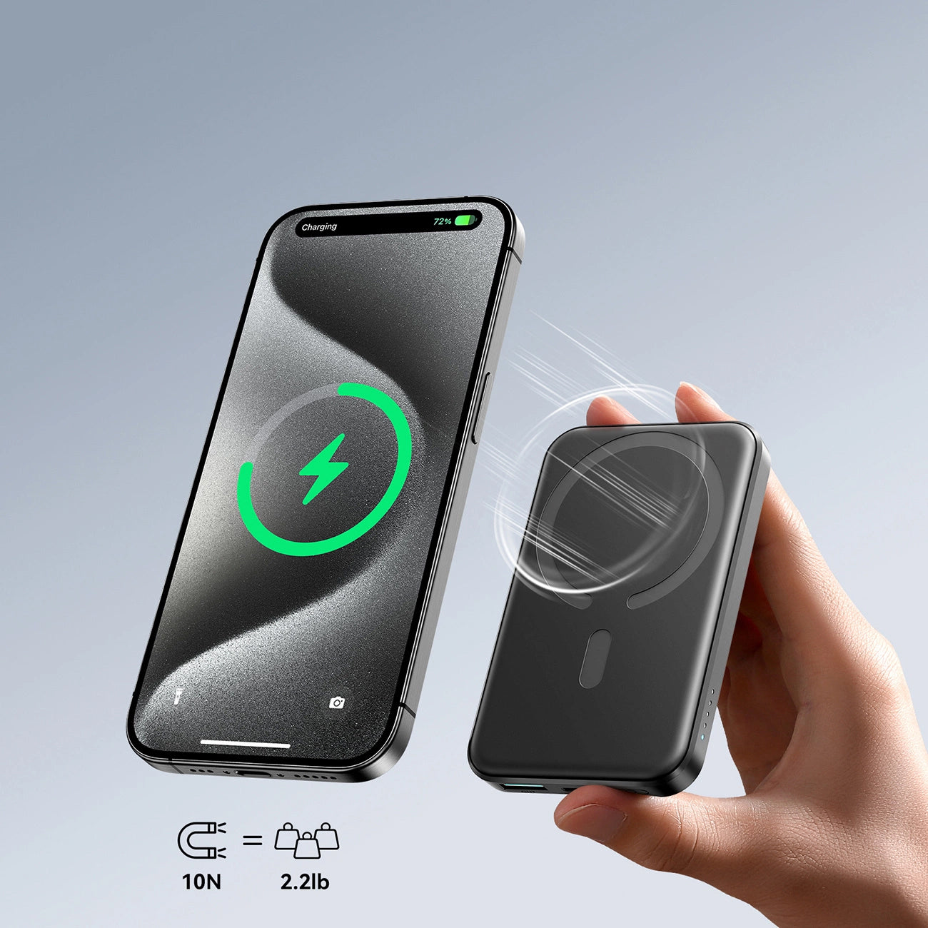 Langaton Joyroom JR-W020 Mini -ulkoinen akku, 5000mAh, 20W, QC + PD + FQI, 1 x QI - 1 x USB-A - 1 x USB-C, Musta