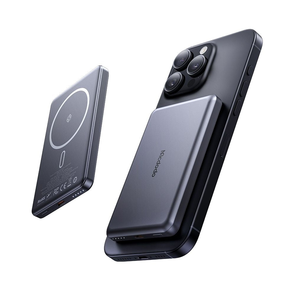 Langaton McDodo MC-4641 Meta ulkoinen akku, 5000mAh, 20W, PD + FQI, 1 x QI - 1 x USB-C, Musta
