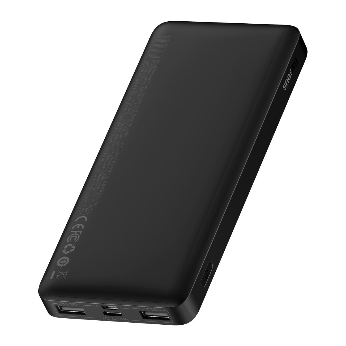 Baseus Bipow ulkoinen akku, 10000mAh, 15W, 1 x USB-C - 2 x USB-A, musta PPBD050001