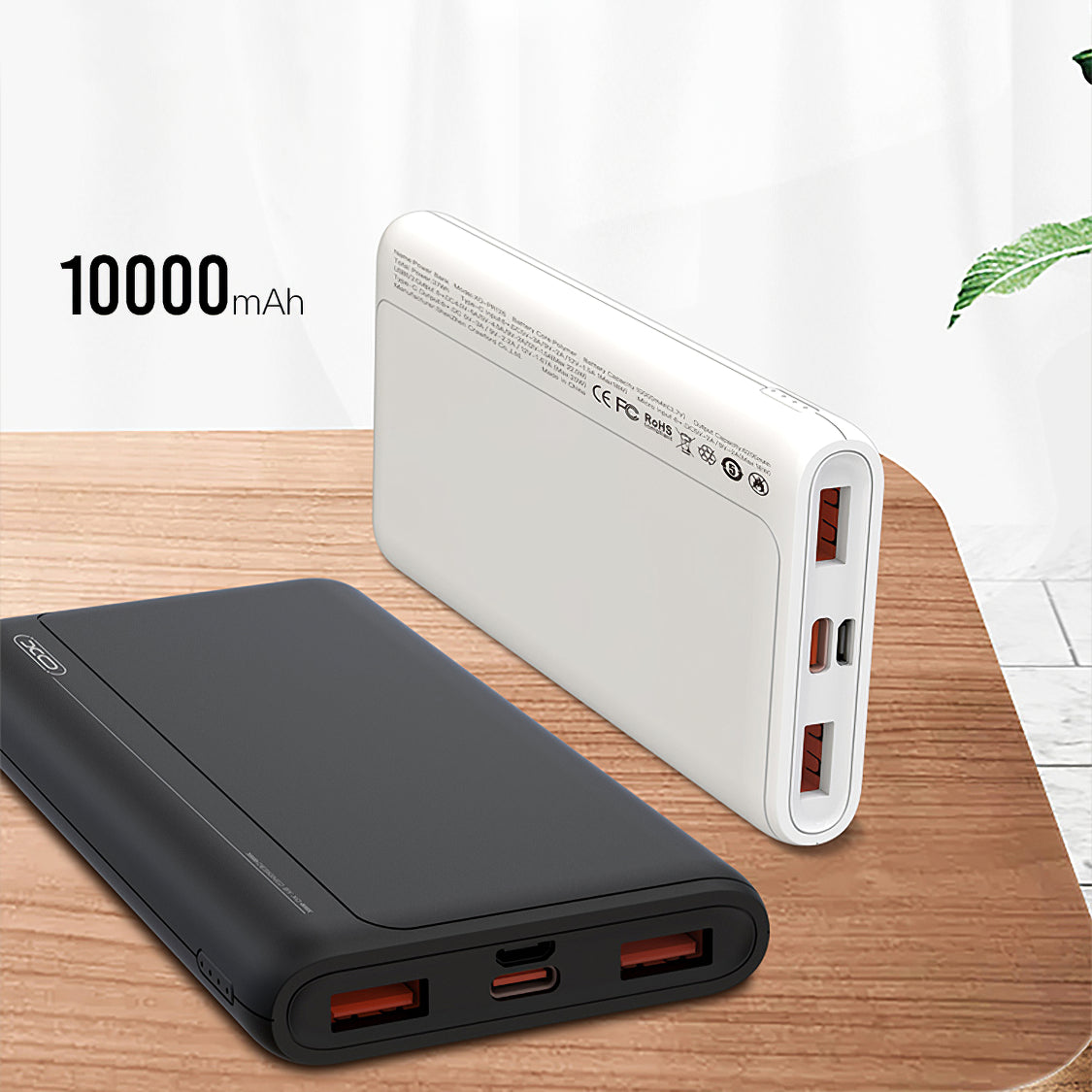 XO Design PR127 Ulkoinen Akku, 20000mAh, 22.5W, QC + PD, 1 x USB-C - 2 x USB-A, Musta