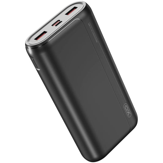 XO Design PR127 Ulkoinen Akku, 20000mAh, 22.5W, QC + PD, 1 x USB-C - 2 x USB-A, Musta
