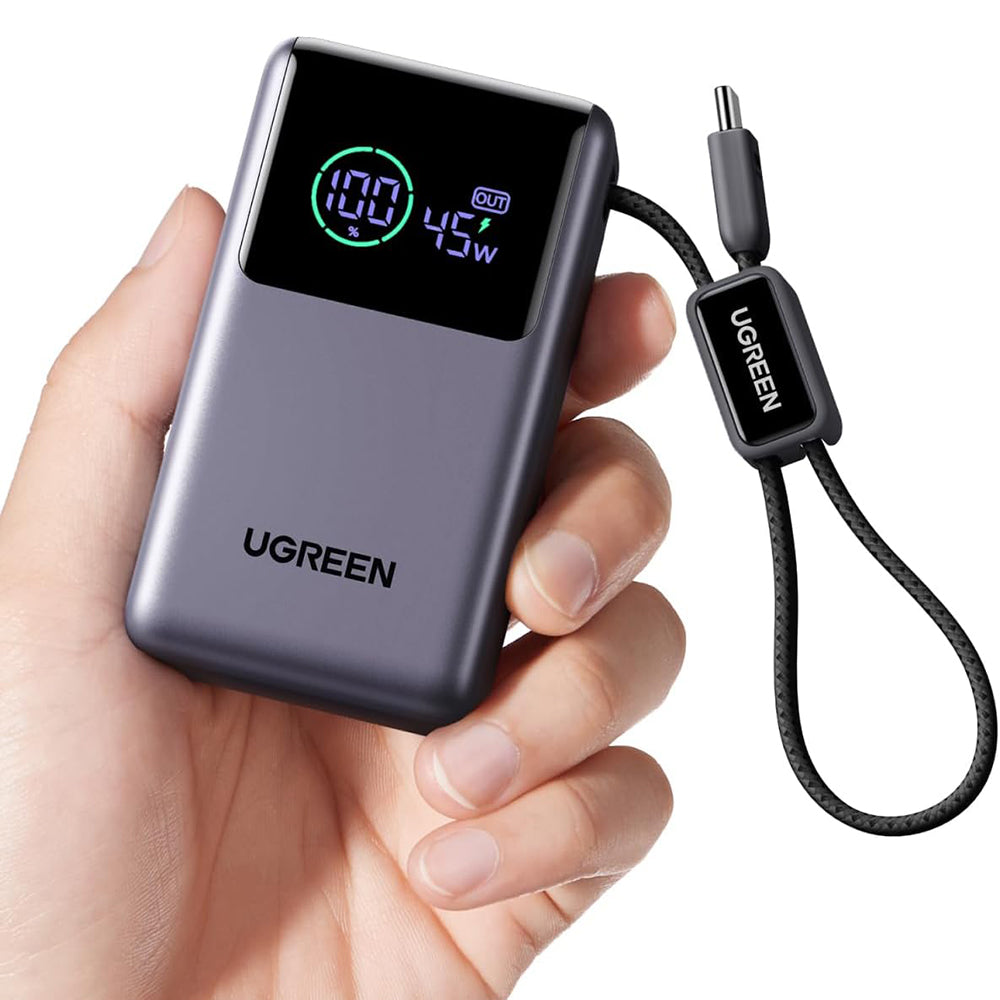 UGREEN Nexode Pro PB727 (85301B) ulkoinen akku, 10000mAh, 55W, QC + PD, 1 x USB-A - 2 x USB-C, harmaa