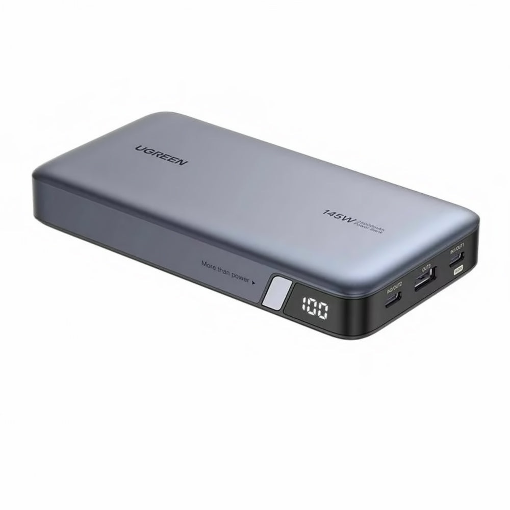 Ulkoinen akku UGREEN PB205, 25000mAh, 145W, QC + PD, 1 x USB-A - 2 x USB-C, Harmaa
