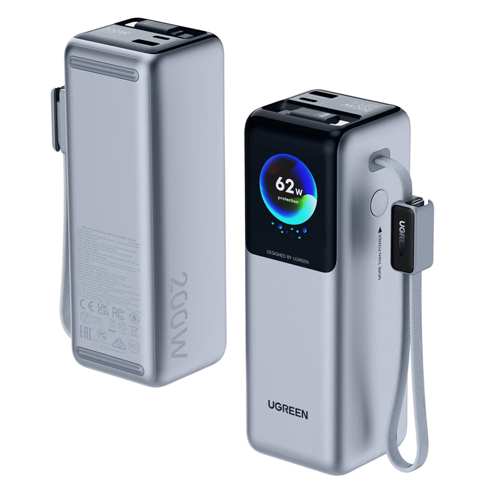 UGREEN PB728 (75702B) ulkoinen akku, 25000mAh, 200W, QC + PD, 1 x USB-A - 3 x USB-C, harmaa