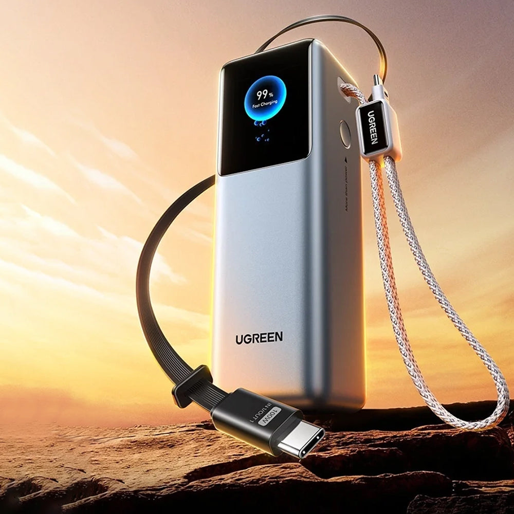 UGREEN PB728 (75702B) ulkoinen akku, 25000mAh, 200W, QC + PD, 1 x USB-A - 3 x USB-C, harmaa