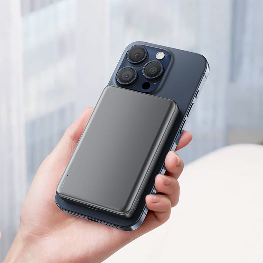 Langaton ulkoinen akku Acefast M12, 10000mAh, 20W, PD + FQI, 1 x QI - 1 x USB-C, Musta