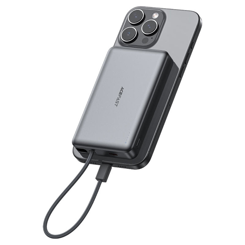 Langaton ulkoinen akku Acefast M18, 10000mAh, 22.5W, PD + FQI, 1 x QI - 2 x USB-C, Musta