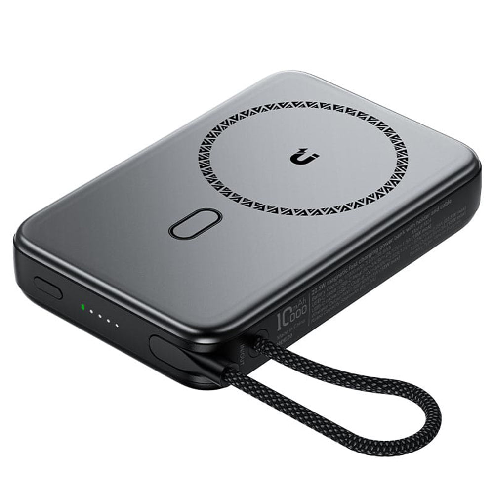 Langaton ulkoinen akku Acefast M24, 10000mAh, 22.5W, PD + FQI, 1 x QI - 2 x USB-C, Harmaa