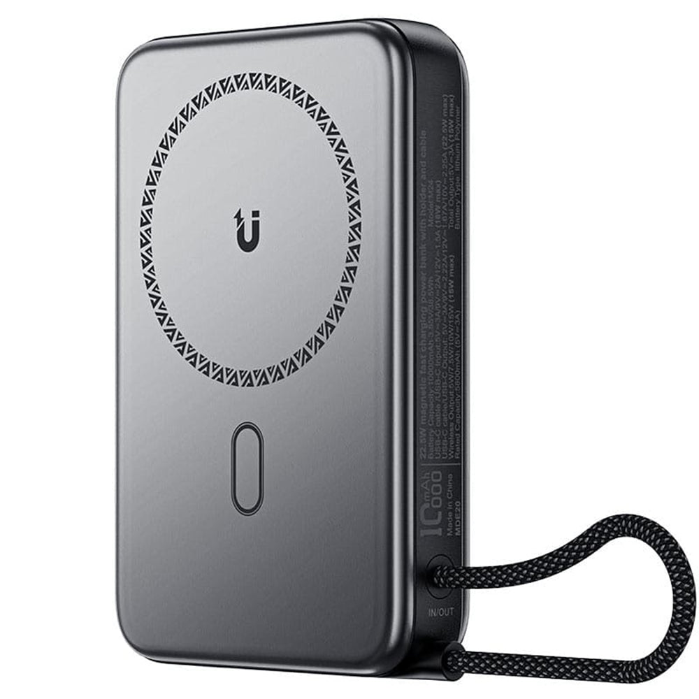 Langaton ulkoinen akku Acefast M24, 10000mAh, 22.5W, PD + FQI, 1 x QI - 2 x USB-C, Harmaa