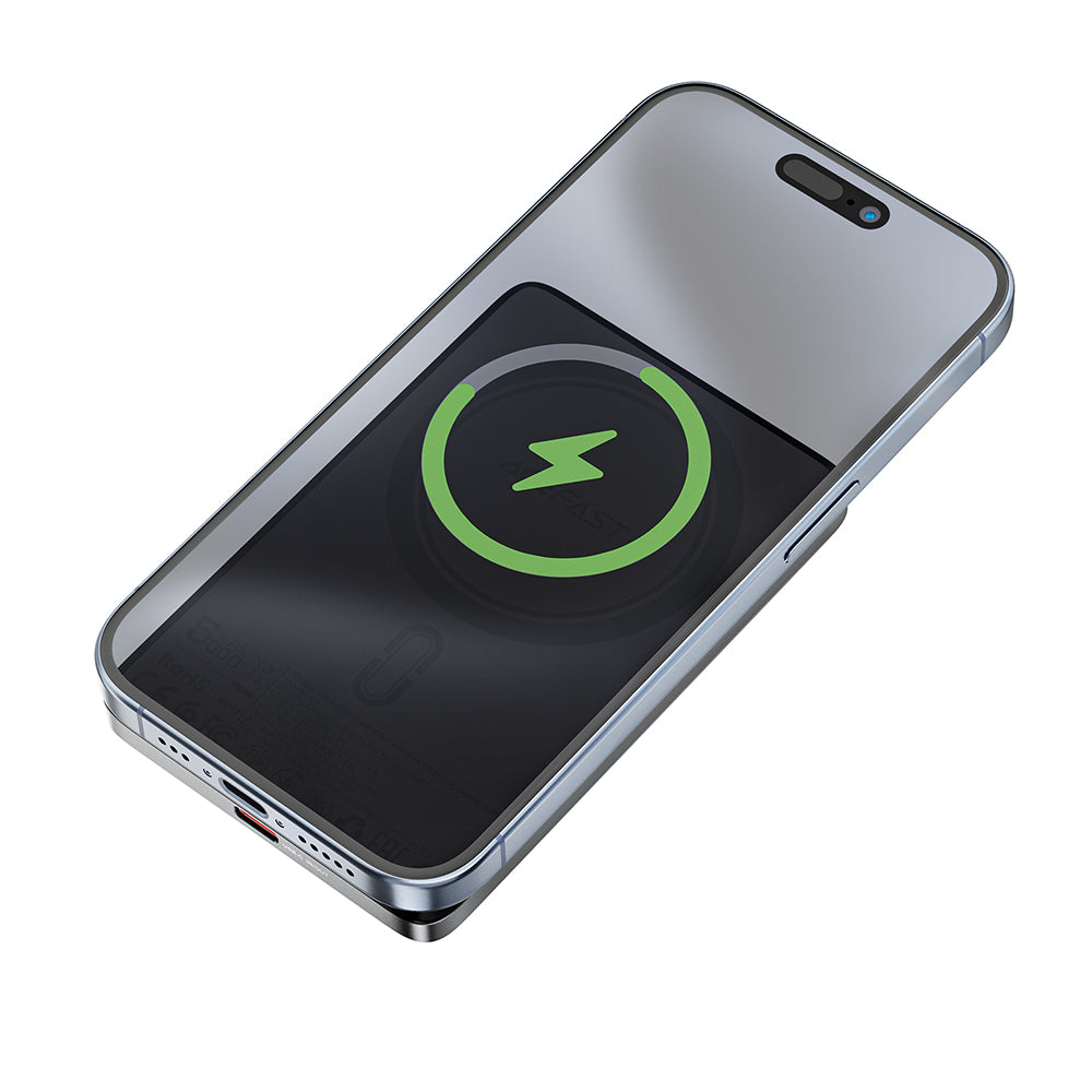 Langaton ulkoinen akku Acefast M8, 5000mAh, 18W, PD + FQI, 1 x QI - 1 x USB-C, Musta
