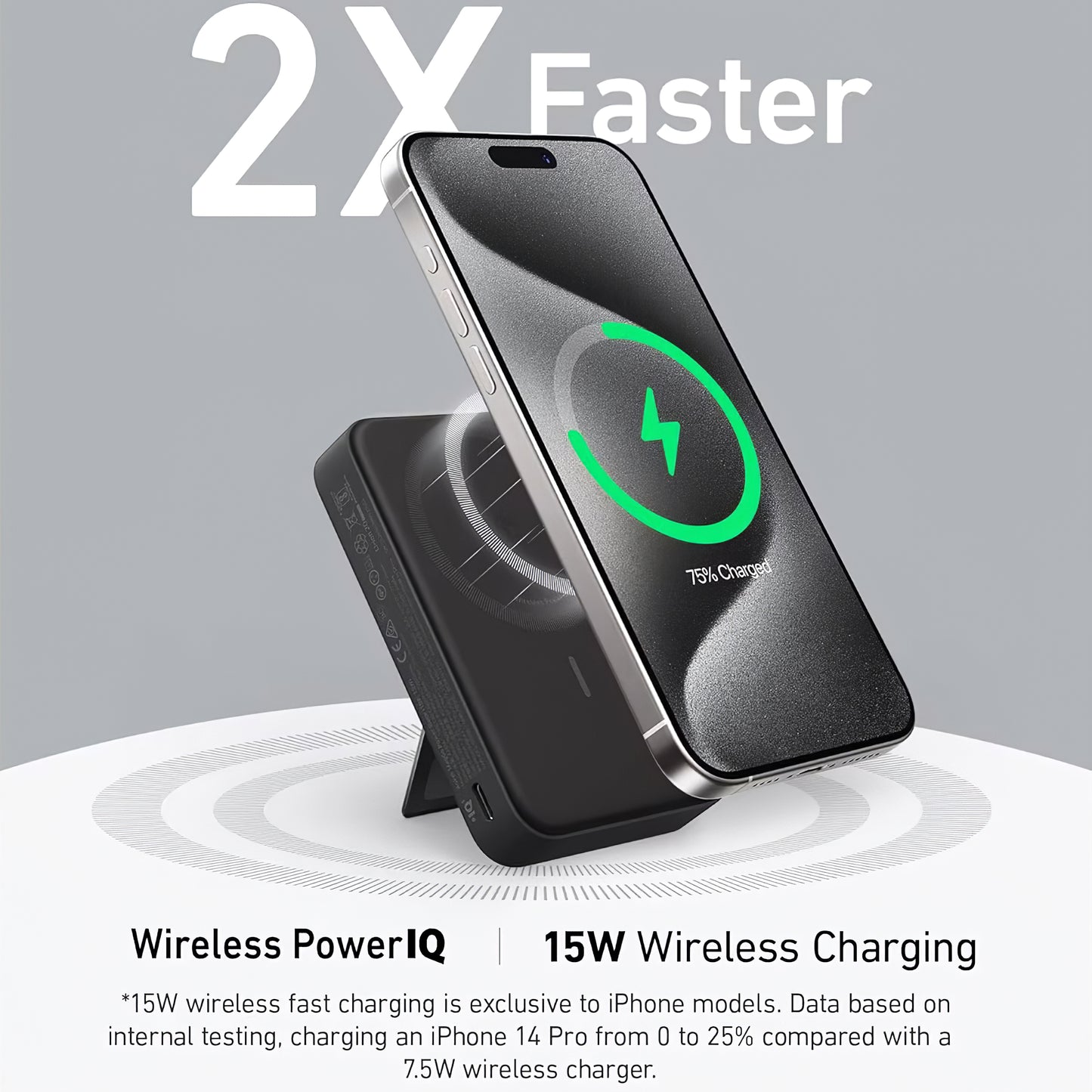 Anker MagGo Langaton ulkoinen akku, 10000mAh, 27W, PD + FQI, 1 x QI - 1 x USB-C, musta A1654G11