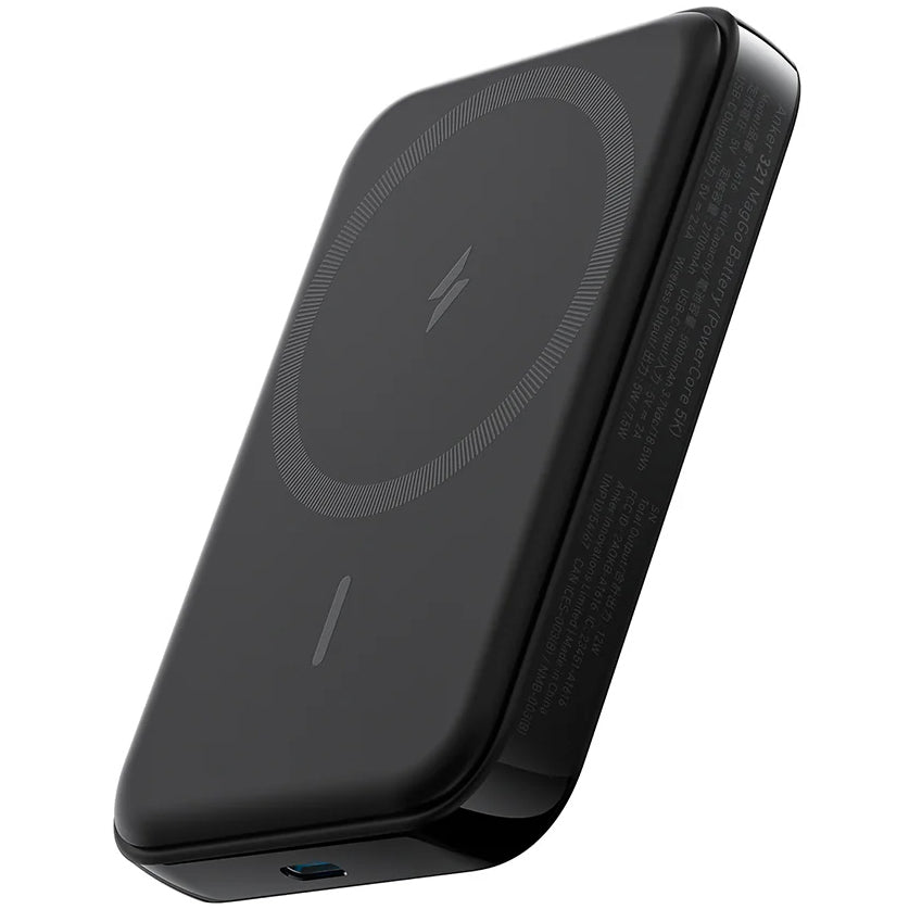 Anker 321 MagGo langaton ulkoinen akku, 5000mAh, 7.5W, PD + FQI, 1 x QI - 1 x USB-C, Musta A1616G11