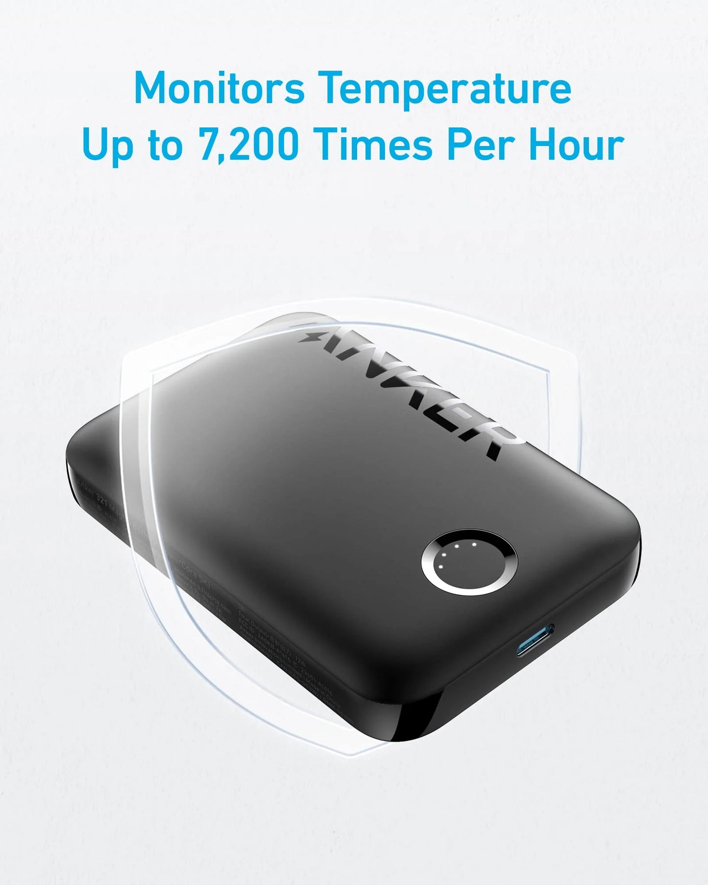 Anker 321 MagGo langaton ulkoinen akku, 5000mAh, 7.5W, PD + FQI, 1 x QI - 1 x USB-C, Musta A1616G11