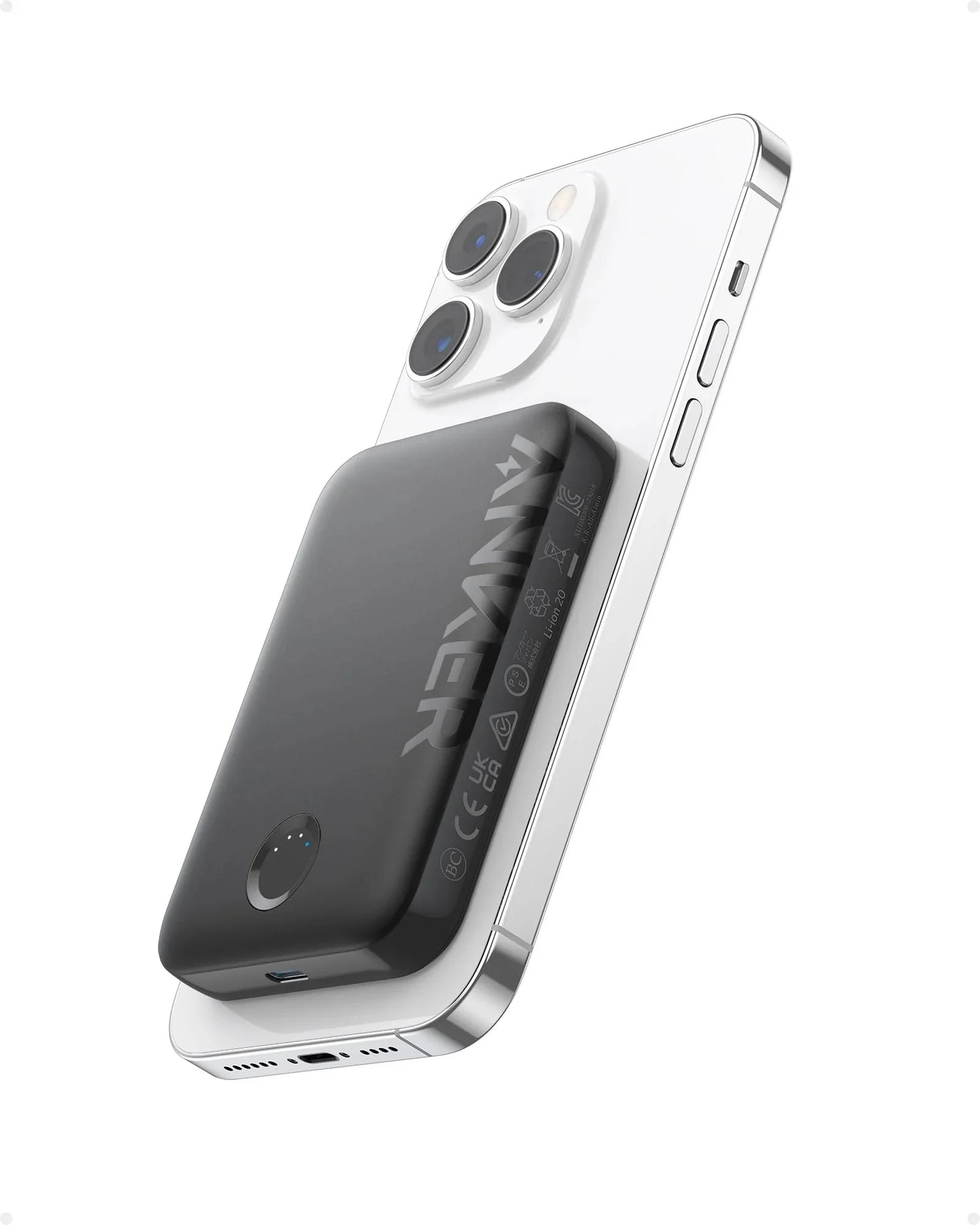 Anker 321 MagGo langaton ulkoinen akku, 5000mAh, 7.5W, PD + FQI, 1 x QI - 1 x USB-C, Musta A1616G11