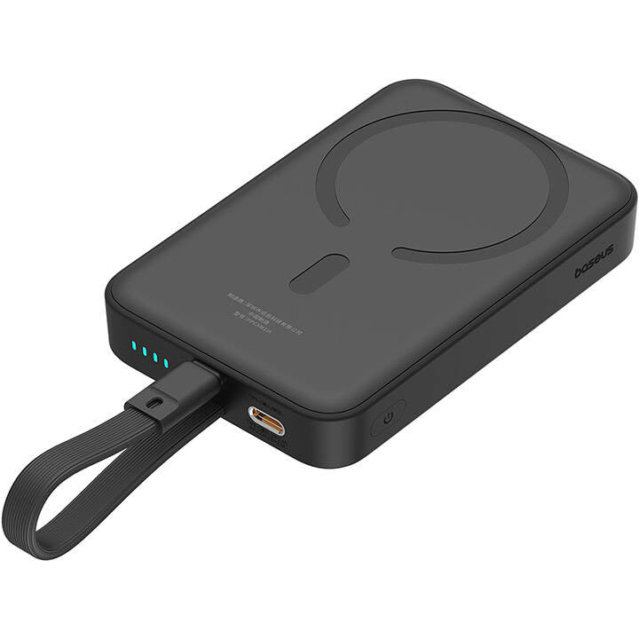 Baseus Magnetic Mini langaton ulkoinen akku, 10000mAh, 20W, PD + FQI, 1 x Lightning - 1 x QI - 1 x USB-C, Musta P10022109113-00