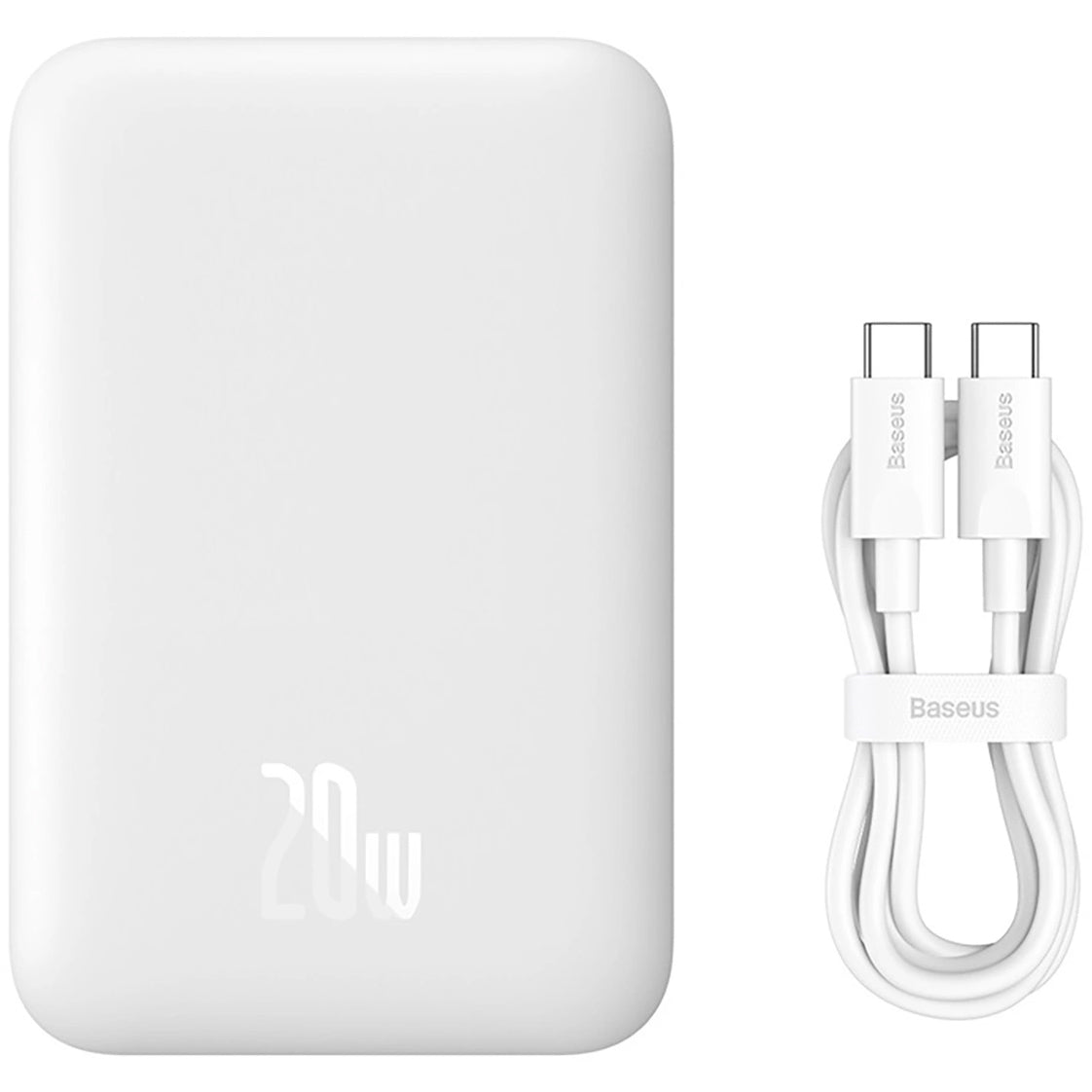 Baseus Magnetic Mini langaton ulkoinen akku, 6000mAh, 20W, PD + FQI, 1 x QI - 1 x USB-C, Valkoinen P10059002223-00