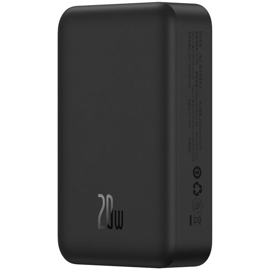 Baseus Magnetic Mini langaton ulkoinen akku, 20000mAh, 20W, PD + FQI, 1 x QI - 1 x USB-C, Musta PPCX150001