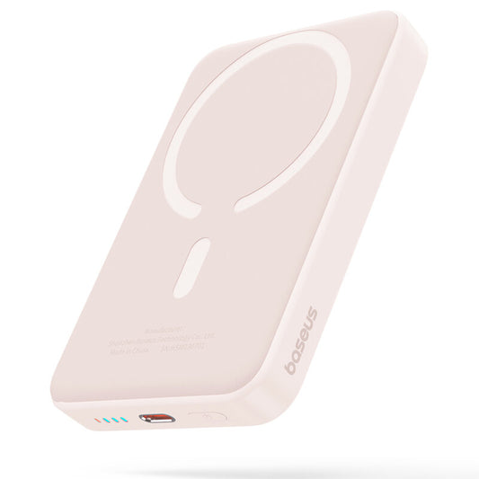 Langaton Baseus Magnetic Mini -ulkoinen akku, 10000mAh, 20W, PD + FQI, 1 x QI - 1 x USB-C, Vaaleanpunainen P10059001413-00