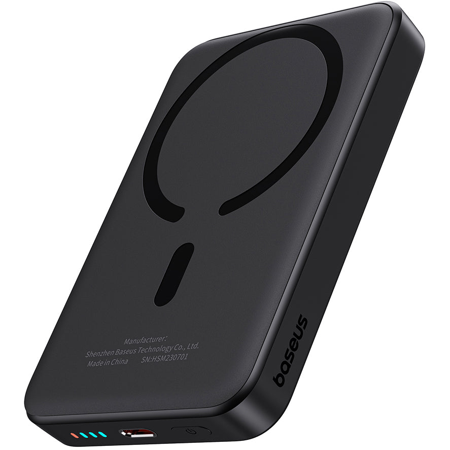 Ulkoinen langaton Baseus Magnetic Mini -akku, 10000mAh, 20W, PD + FQI, 1 x QI - 1 x USB-C, Musta P10059001113-00