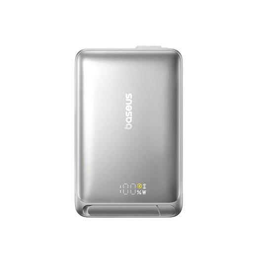Baseus Nomos Kickstand -langaton ulkoinen akku, 10000mAh, 45W, PD + QI, 1 x QI - 1 x USB-C, Musta P10078800843-00