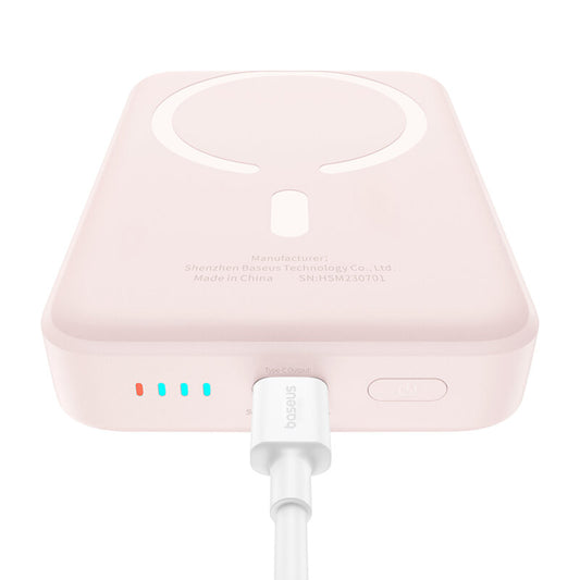 Langaton Baseus Magnetic Mini -ulkoinen akku, 10000mAh, 20W, PD + FQI, 1 x QI - 1 x USB-C, Vaaleanpunainen P10059001413-00