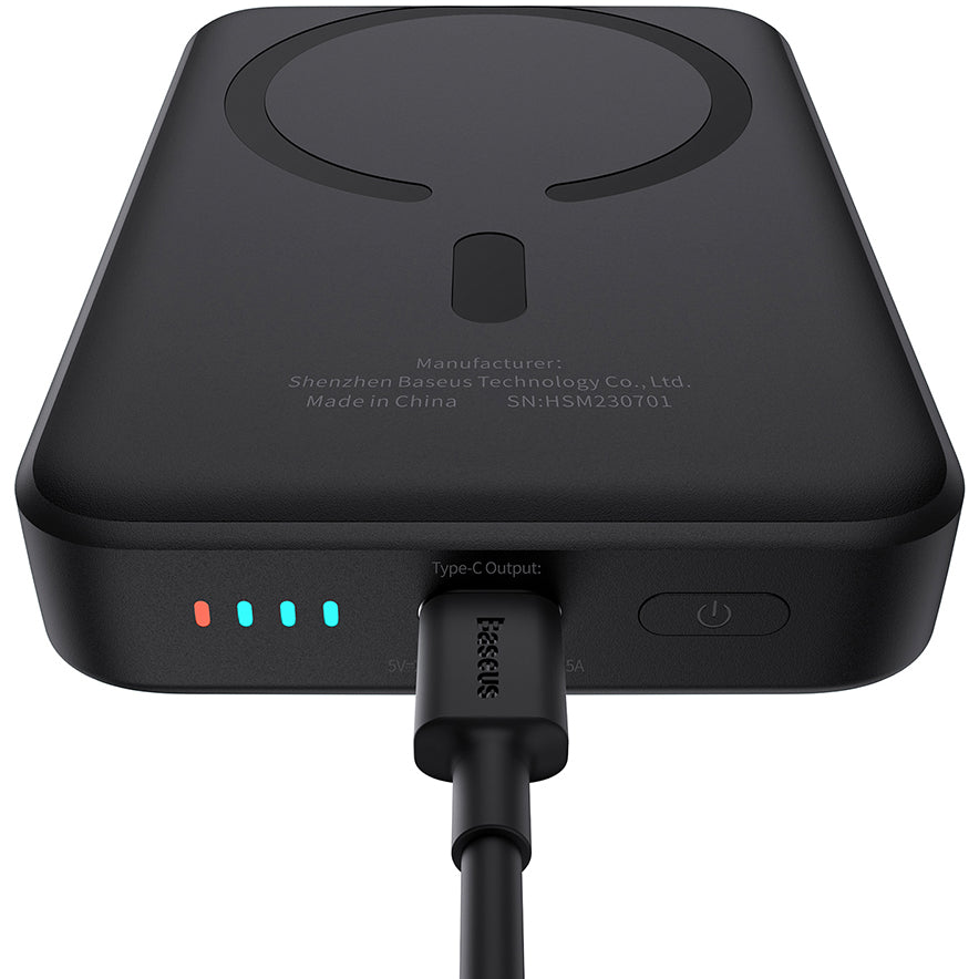 Ulkoinen langaton Baseus Magnetic Mini -akku, 10000mAh, 20W, PD + FQI, 1 x QI - 1 x USB-C, Musta P10059001113-00
