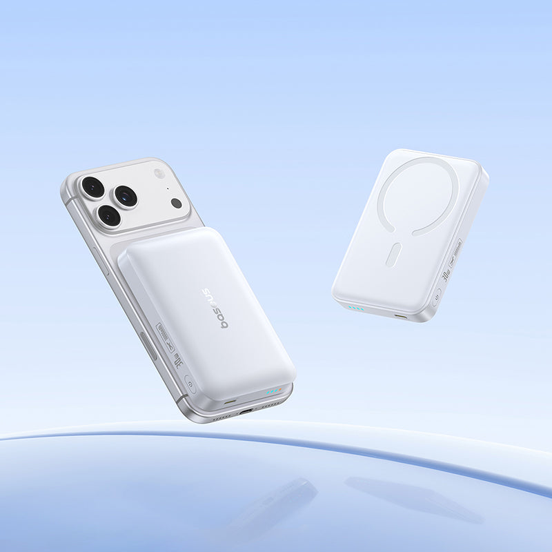 Langaton ulkoinen akku Baseus EnerFill FM11, 10000mAh, 30W, PD + FQI, 1 x QI - 1 x USB-C, Valkoinen