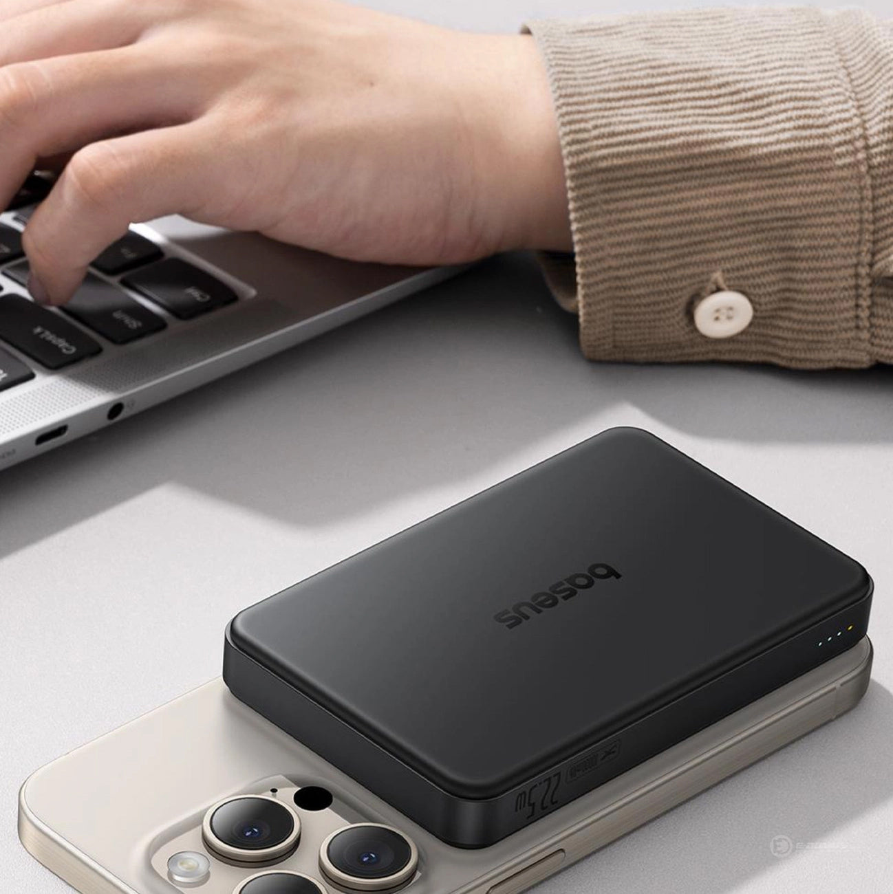 Baseus Airpow2 Qi2 langaton ulkoinen akku, 10000mAh, 22.5W, QC + PD + FQI, 1 x QI - 1 x USB-A - 1 x USB-C, Musta P10080000123-00