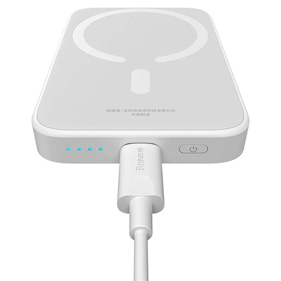 Baseus Magnetic Mini langaton ulkoinen akku, 6000mAh, 20W, PD + FQI, 1 x QI - 1 x USB-C, Valkoinen P10059002223-00