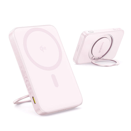 Baseus PicoGo langaton ulkoinen akku, 5000mAh, 20W, PD + FQI, 1 x QI - 1 x USB-C, Vaaleanpunainen P10076800413-00