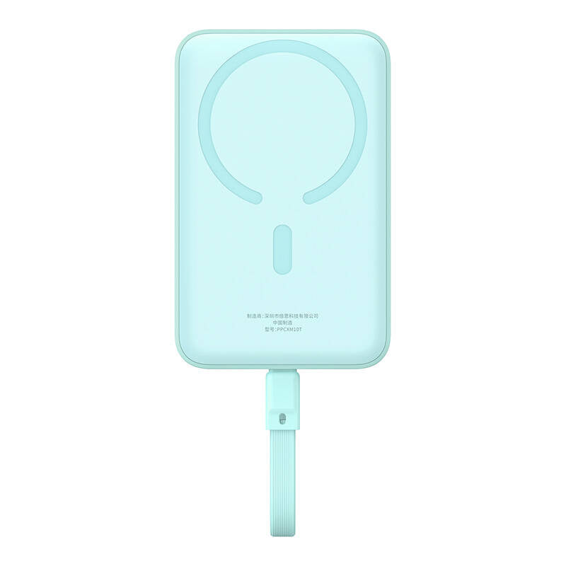 Baseus Magnetic Mini langaton ulkoinen akku, 10000mAh, 30W, PD + FQI, 1 x Lightning - 1 x QI - 1 x USB-C, Sininen P1002210B333-00