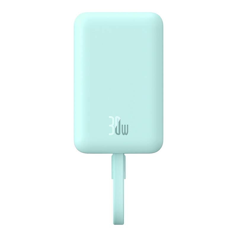 Baseus Magnetic Mini langaton ulkoinen akku, 10000mAh, 30W, PD + FQI, 1 x Lightning - 1 x QI - 1 x USB-C, Sininen P1002210B333-00