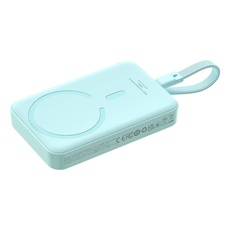 Baseus Magnetic Mini langaton ulkoinen akku, 10000mAh, 30W, PD + FQI, 1 x Lightning - 1 x QI - 1 x USB-C, Sininen P1002210B333-00