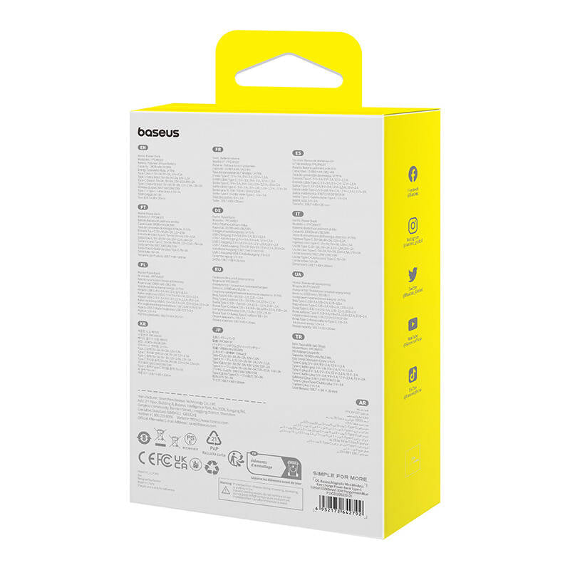 Baseus Magnetic Mini langaton ulkoinen akku, 10000mAh, 30W, PD + FQI, 1 x Lightning - 1 x QI - 1 x USB-C, Sininen P1002210B333-00