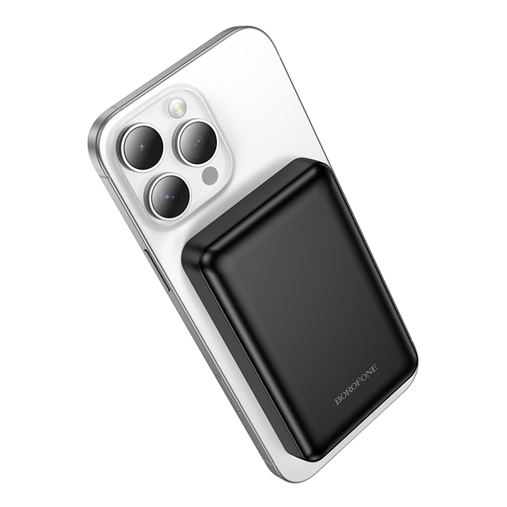 Langaton ulkoinen akku Borofone BJ82 Dawn, 5000mAh, 10W, 1 x QI - 1 x USB-A, Musta