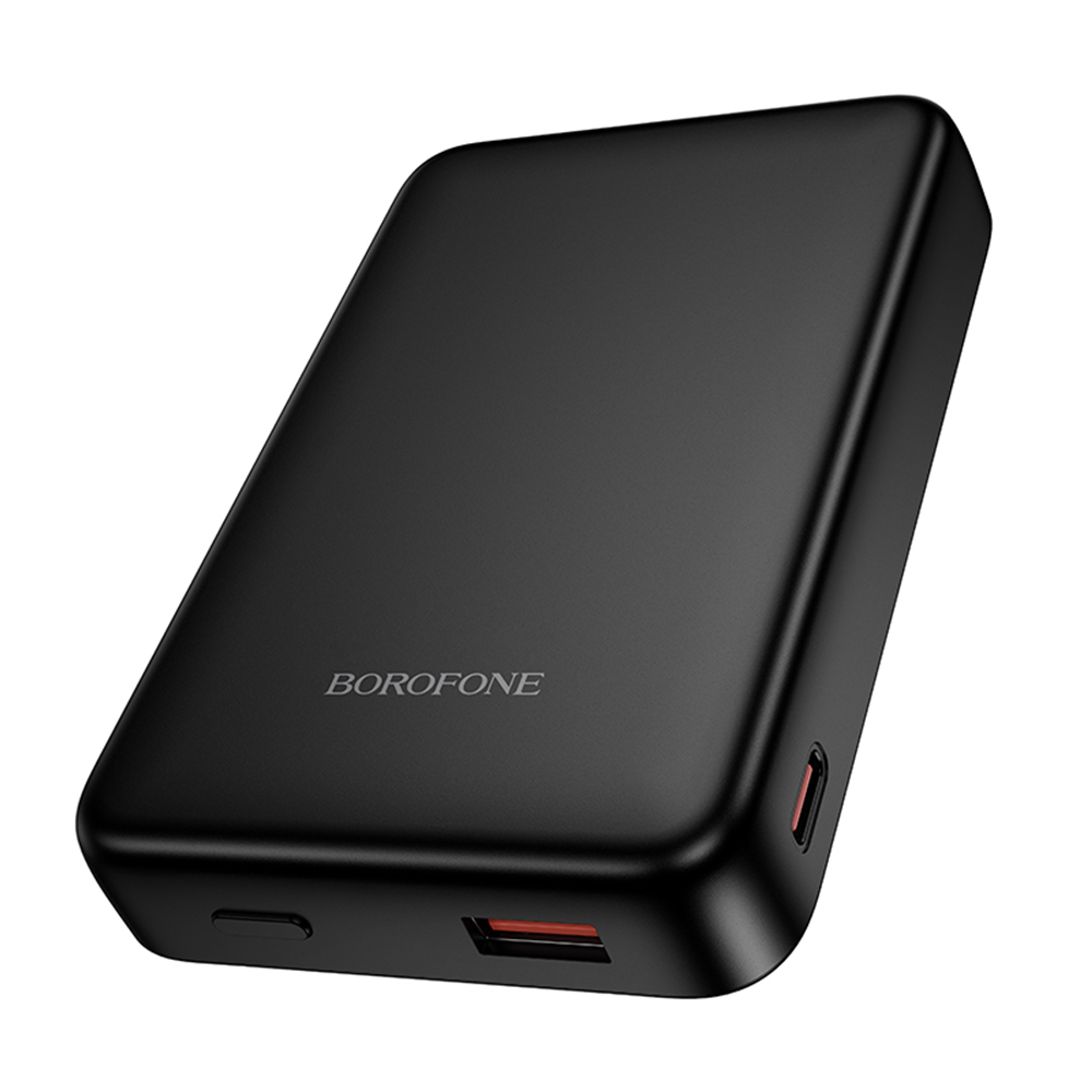 Langaton ulkoinen akku Borofone BJ82A Dawn, 10000mAh, 22.5W, QC + PD + FQI, 1 x QI - 1 x USB-A - 1 x USB-C, Musta