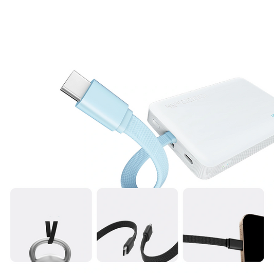 Langaton ulkoinen akku Cuktech CP132ML, 10000mAh, 22,5W, PD + QI, 2 x USB-C, Valkoinen