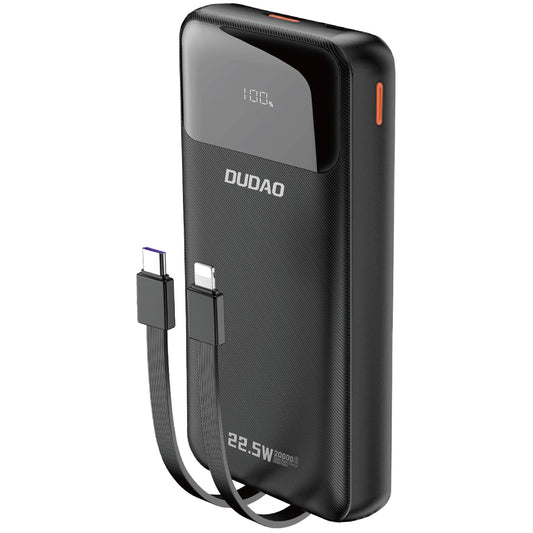 Ulkoinen akku Dudao K15Pro, 20000mAh, 22.5W, QC + PD, 1 x USB-A - 1 x USB-C, musta
