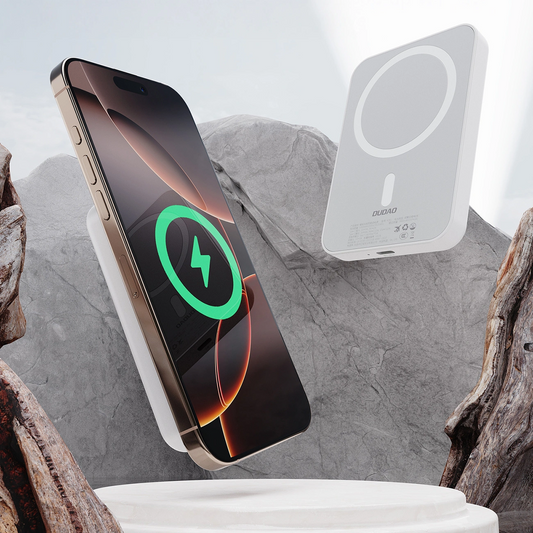 Dudao K26 Langaton Ulkoinen Akku, 10000mAh, 20W, PD + FQI, 1 x QI - 1 x USB-C, Valkoinen