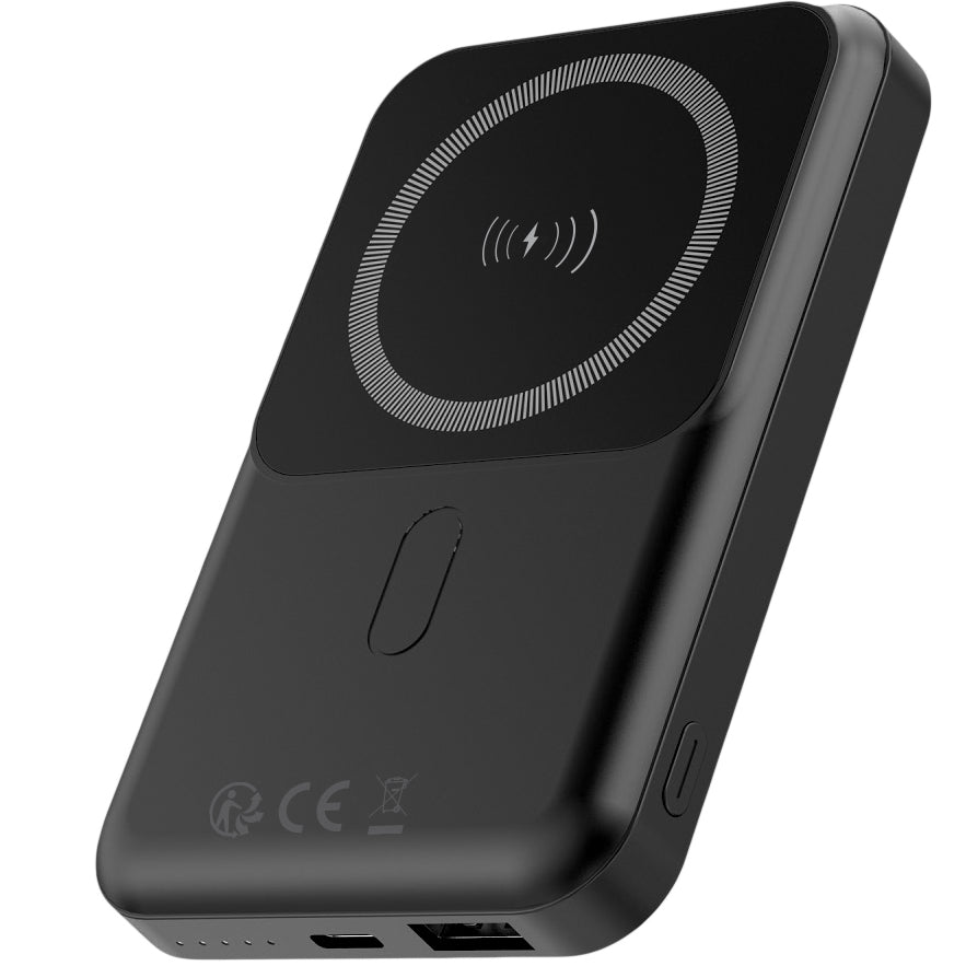 Forever MATB-100 Langaton ulkoinen akku, 10000mAh, 22,5W, QC + PD + FQI, 1 x QI - 1 x USB-A - 1 x USB-C, musta