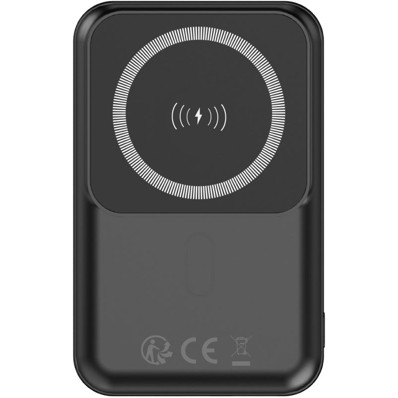 Forever MATB-100 Langaton ulkoinen akku, 10000mAh, 22,5W, QC + PD + FQI, 1 x QI - 1 x USB-A - 1 x USB-C, musta