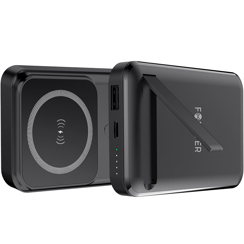 Forever MATB-100 Langaton ulkoinen akku, 10000mAh, 22,5W, QC + PD + FQI, 1 x QI - 1 x USB-A - 1 x USB-C, musta