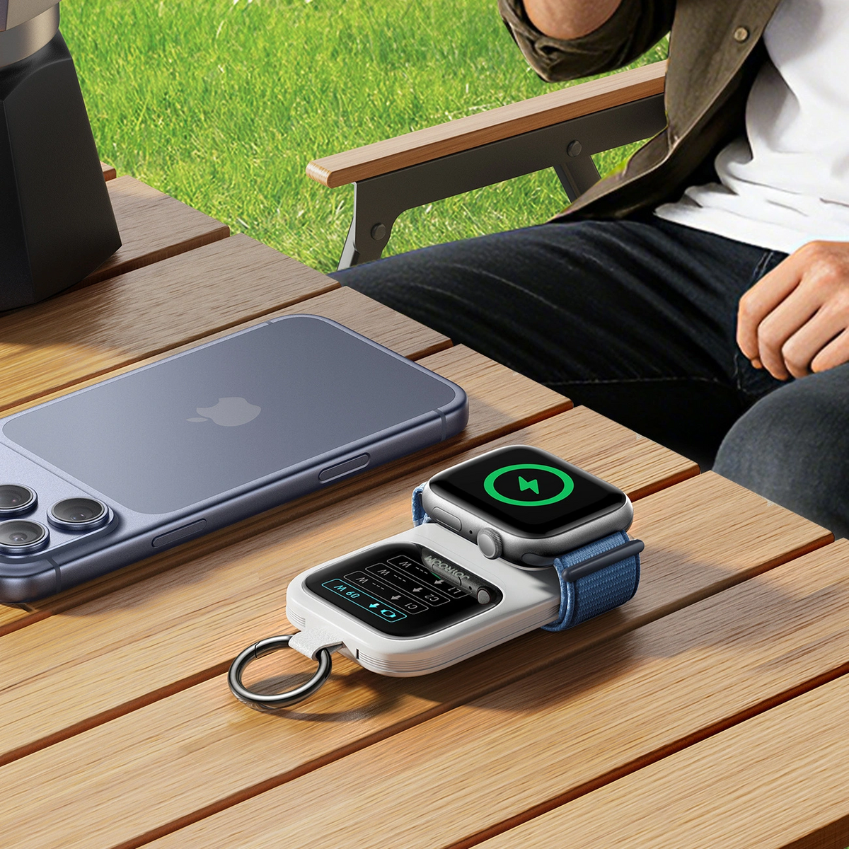 Langaton ulkoinen akku Joyroom JR-W19, 5000mAh, 20W, QC + PD, 1 x Lightning - 1 x QI - 2 x USB-C, Valkoinen