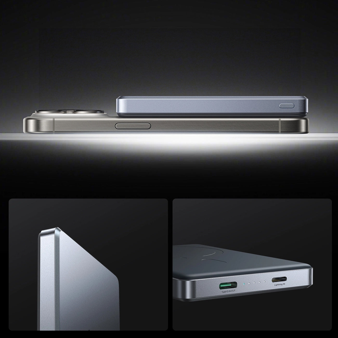 Langaton ulkoinen akku Joyroom JR-PBM08 Pro, 10000mAh, 20W, PD + FQI, 1 x QI - 1 x USB-C, Harmaa